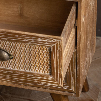 Table d'appoint carrée rustique traditionnelle en sapin chinois avec 2 tiroirs pour salon 