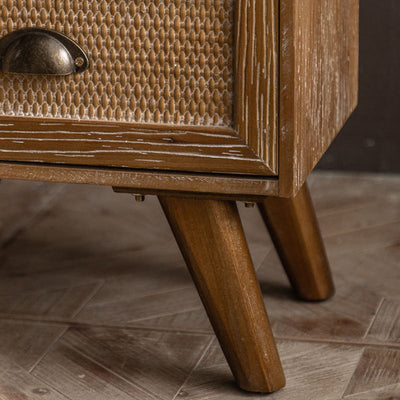 Table d'appoint carrée rustique traditionnelle en sapin chinois avec 2 tiroirs pour salon 