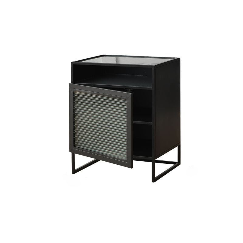 Cube de Simplicité Moderne Carré en Fer et Verre Table de Nuit 3 - Armoire pour Chambre 