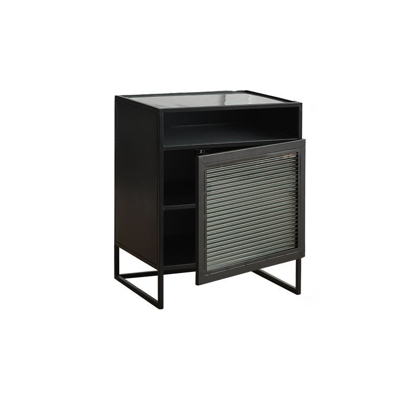 Cube de Simplicité Moderne Carré en Fer et Verre Table de Nuit 3 - Armoire pour Chambre 
