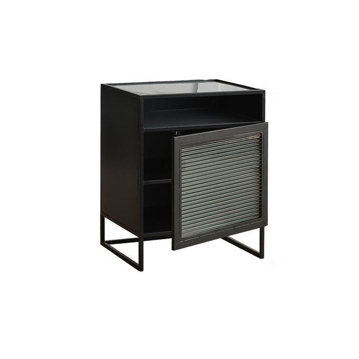 Cube de Simplicité Moderne Carré en Fer et Verre Table de Nuit 3 - Armoire pour Chambre 