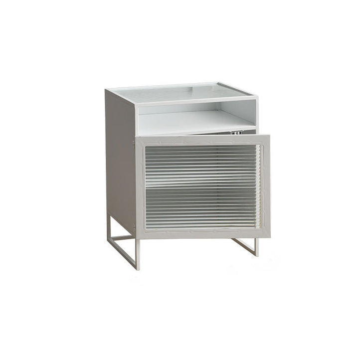 Cube de Simplicité Moderne Carré en Fer et Verre Table de Nuit 3 - Armoire pour Chambre 