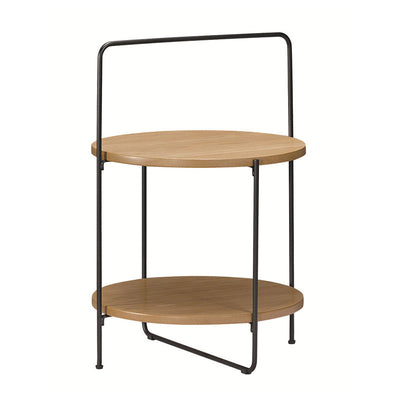 Contemporary Nordic Round Medium Density Fiberboard Iron Side Table 2 - Tier For Living Room