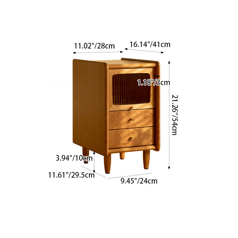 Table de nuit contemporaine rétro en bois de cerisier 1 - Armoire pour chambre 