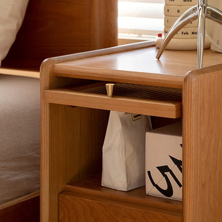 Table de nuit contemporaine rétro en bois de cerisier 1 - Armoire pour chambre 