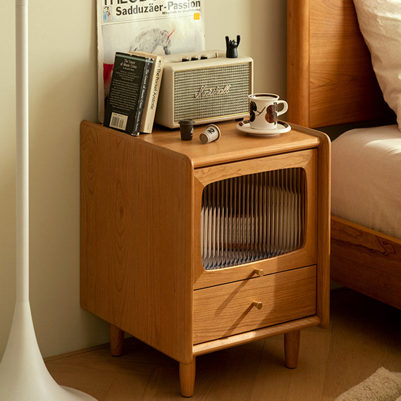 Table de nuit contemporaine rétro en bois de cerisier 1 - Armoire pour chambre 