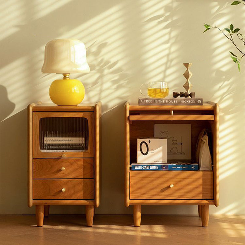 Table de nuit contemporaine rétro en bois de cerisier 1 - Armoire pour chambre 