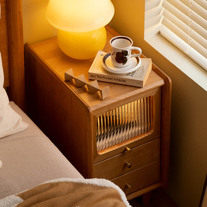 Table de nuit contemporaine rétro en bois de cerisier 1 - Armoire pour chambre 