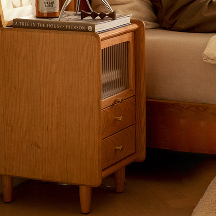 Table de nuit contemporaine rétro en bois de cerisier 1 - Armoire pour chambre 