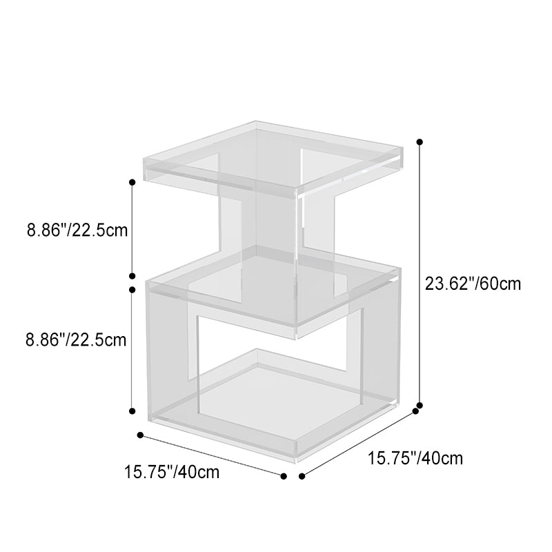 Contemporary Nordic Geometry Rectangular Acrylic Side Table 3 - Tier For Living Room