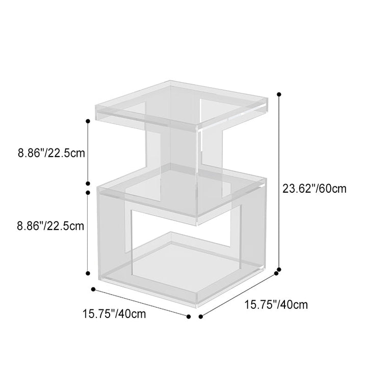 Contemporary Nordic Geometry Rectangular Acrylic Side Table 3 - Tier For Living Room