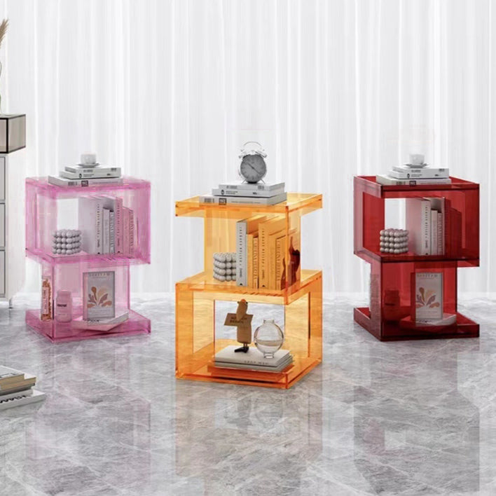 Contemporary Nordic Geometry Rectangular Acrylic Side Table 3 - Tier For Living Room