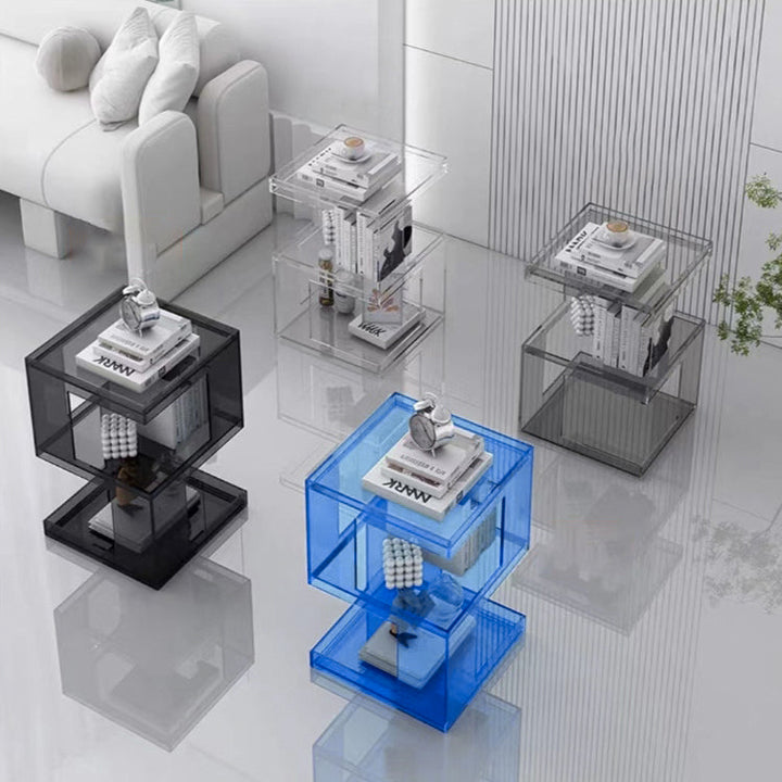 Contemporary Nordic Geometry Rectangular Acrylic Side Table 3 - Tier For Living Room