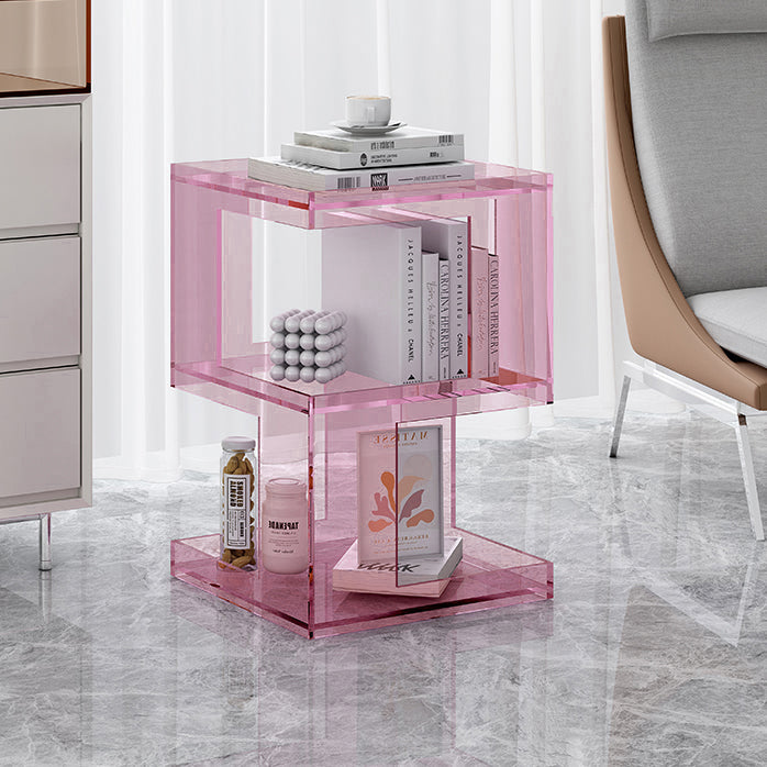 Contemporary Nordic Geometry Rectangular Acrylic Side Table 3 - Tier For Living Room