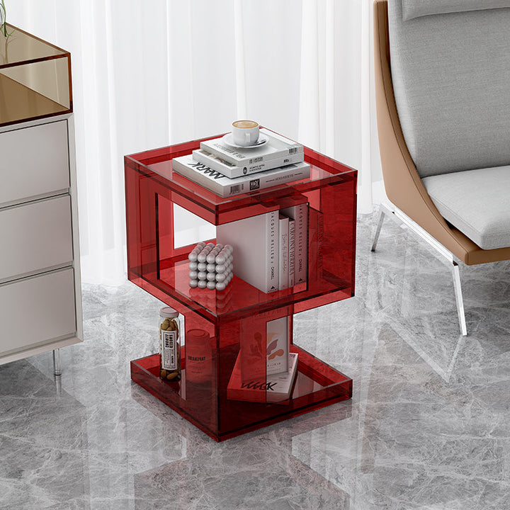 Contemporary Nordic Geometry Rectangular Acrylic Side Table 3 - Tier For Living Room