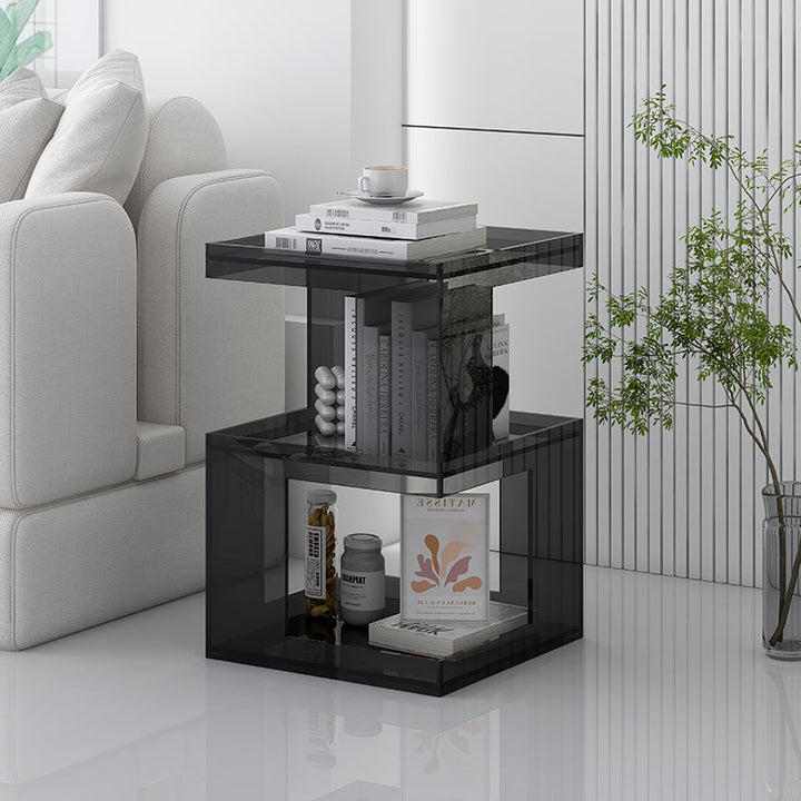 Contemporary Nordic Geometry Rectangular Acrylic Side Table 3 - Tier For Living Room