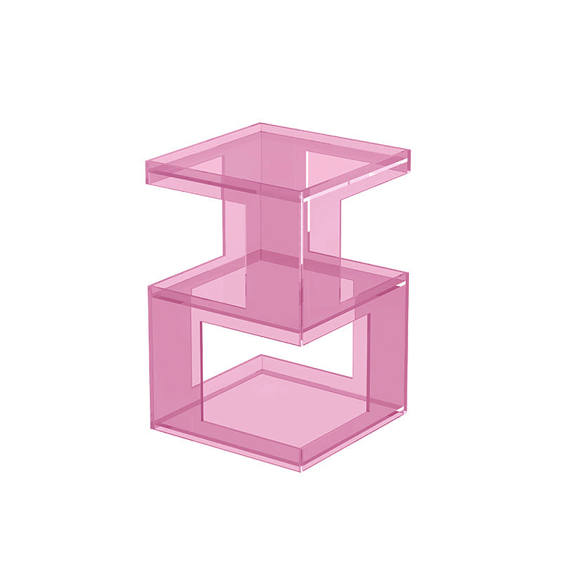 Contemporary Nordic Geometry Rectangular Acrylic Side Table 3 - Tier For Living Room