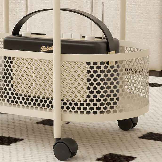 Moderner ovaler Beistelltisch aus Eisen im schlichten Design, 2 Ebenen, für das Wohnzimmer 
