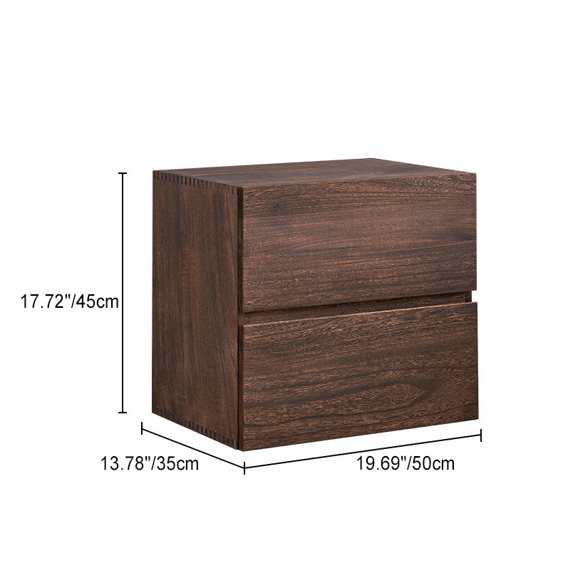 Cube rétro contemporain carré en bois de paulownia Table de nuit à 2 tiroirs pour chambre 