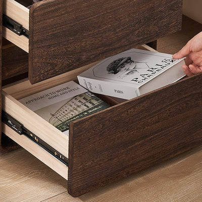 Cube rétro contemporain carré en bois de paulownia Table de nuit à 2 tiroirs pour chambre 