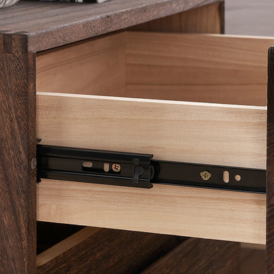 Cube rétro contemporain carré en bois de paulownia Table de nuit à 2 tiroirs pour chambre 