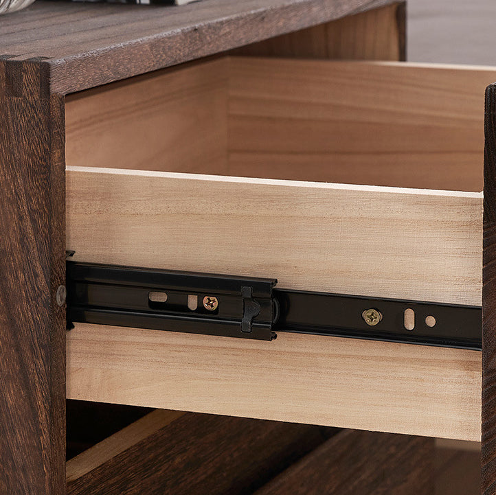Cube rétro contemporain carré en bois de paulownia Table de nuit à 2 tiroirs pour chambre 