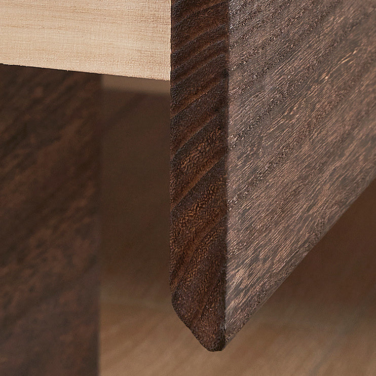 Cube rétro contemporain carré en bois de paulownia Table de nuit à 2 tiroirs pour chambre 