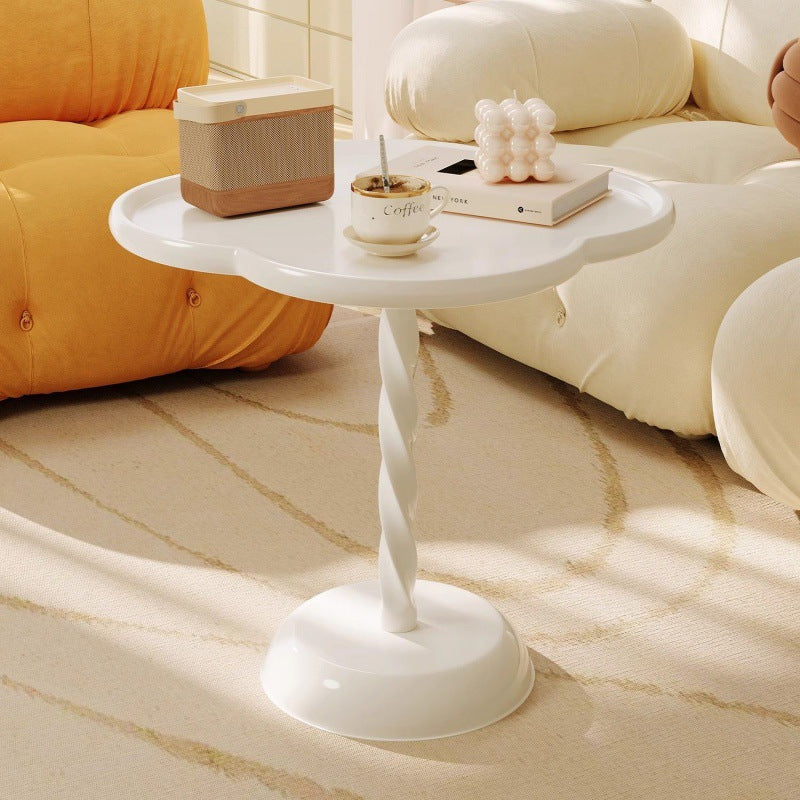 Contemporary Nordic Four Leaf Clover Shape Cream Full PP Side Table 1 - Tray For Living Room