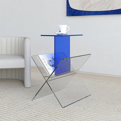 Table d'appoint moderne Art Déco en acrylique complet à forme géométrique 2 niveaux pour salon 