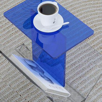 Table d'appoint moderne Art Déco en acrylique complet à forme géométrique 2 niveaux pour salon 