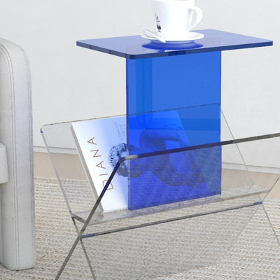 Table d'appoint moderne Art Déco en acrylique complet à forme géométrique 2 niveaux pour salon 