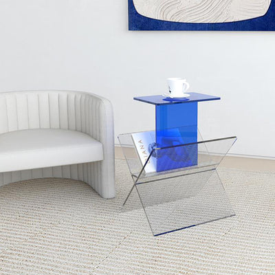 Table d'appoint moderne Art Déco en acrylique complet à forme géométrique 2 niveaux pour salon 