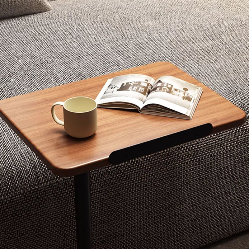 Mesa Auxiliar Rectangular Reversible de Nogal y Acero Inoxidable de Simplicidad Moderna 1 - Nivel Para Sala de Estar 