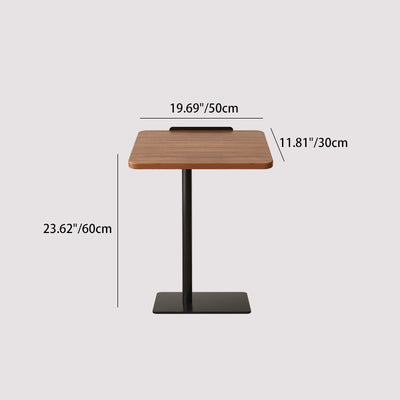 Mesa Auxiliar Rectangular Reversible de Nogal y Acero Inoxidable de Simplicidad Moderna 1 - Nivel Para Sala de Estar 