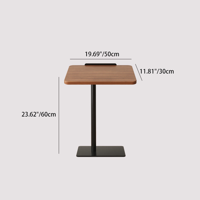 Mesa Auxiliar Rectangular Reversible de Nogal y Acero Inoxidable de Simplicidad Moderna 1 - Nivel Para Sala de Estar 