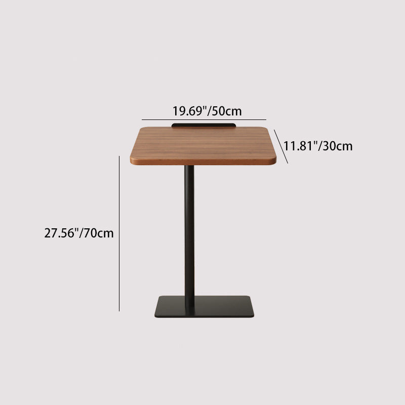 Mesa Auxiliar Rectangular Reversible de Nogal y Acero Inoxidable de Simplicidad Moderna 1 - Nivel Para Sala de Estar 