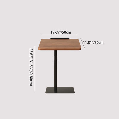 Mesa Auxiliar Rectangular Reversible de Nogal y Acero Inoxidable de Simplicidad Moderna 1 - Nivel Para Sala de Estar 
