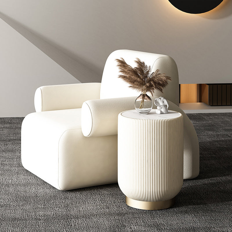 Contemporary Nordic Cylinder Rock Board Iron Solid Wood Side Table 1 - Tier For Living Room