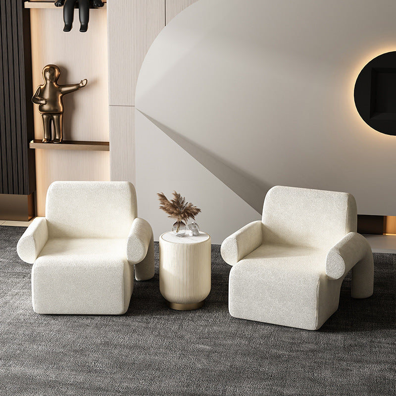 Contemporary Nordic Cylinder Rock Board Plywood PU Leather Side Table 1 - Tier For Living Room