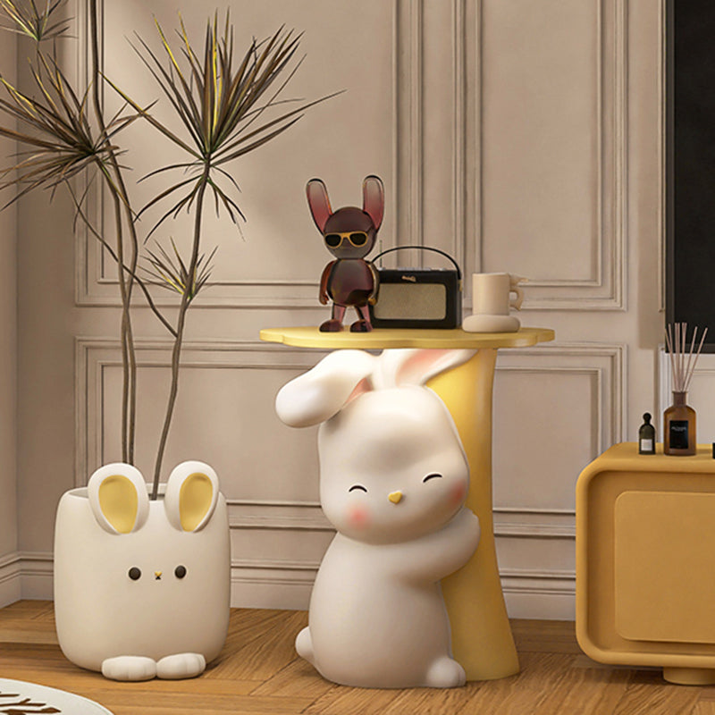 Contemporary Creative Rabbit Resin Solid Wood Side Table 1 - Tray For Living Room