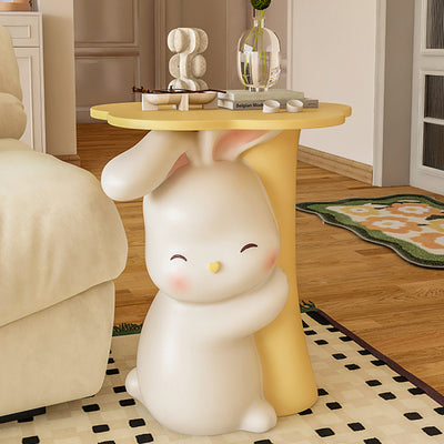 Contemporary Creative Rabbit Resin Solid Wood Side Table 1 - Tray For Living Room