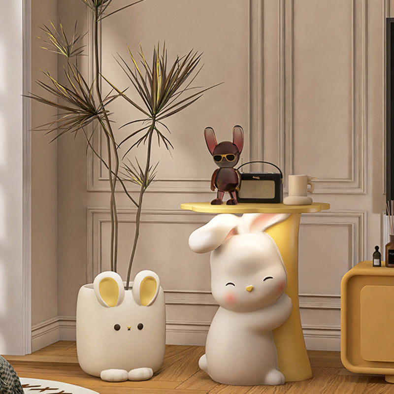 Contemporary Creative Rabbit Resin Solid Wood Side Table 1 - Tray For Living Room