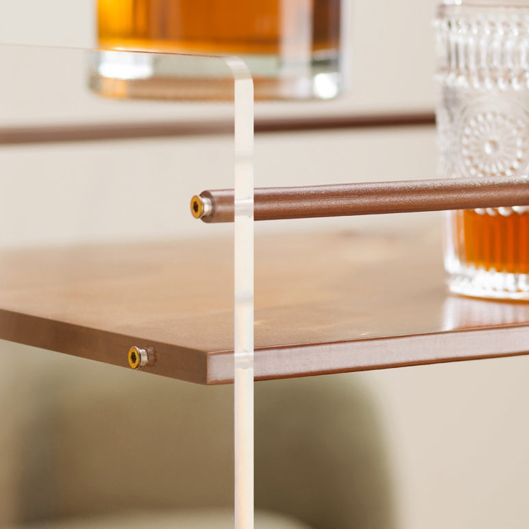 Contemporary Nordic Transparent Acrylic Solid Wood Side Table 3 - Tier For Living Room