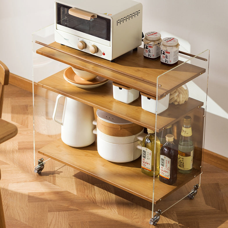 Contemporary Nordic Transparent Acrylic Solid Wood Side Table 3 - Tier For Living Room