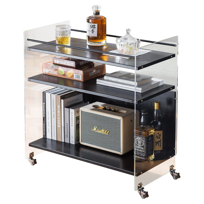 Contemporary Nordic Transparent Acrylic Solid Wood Side Table 3 - Tier For Living Room