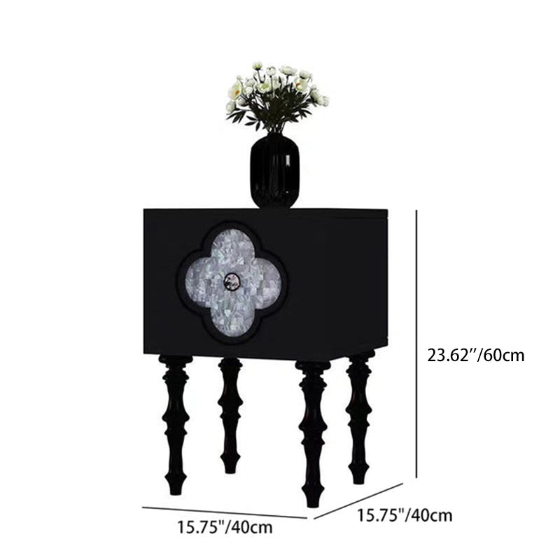 Contemporary Scandinavian Four Leaf Clover Ash Plywood Seashell Nightstand 1 - Cabinet For Bedroom