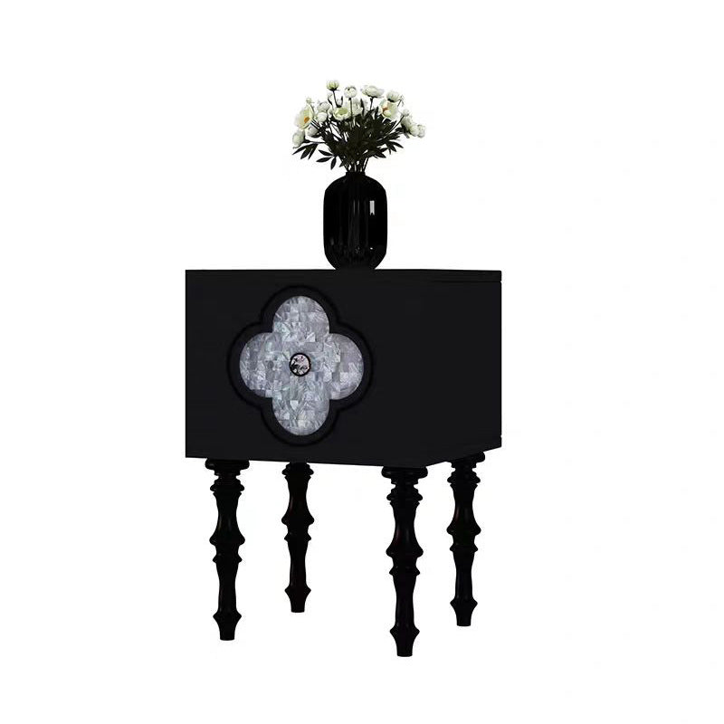 Contemporary Scandinavian Four Leaf Clover Ash Plywood Seashell Nightstand 1 - Cabinet For Bedroom