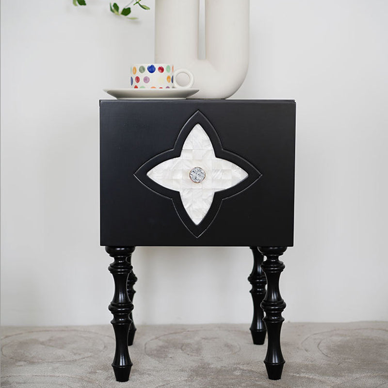 Contemporary Scandinavian Four Leaf Clover Ash Plywood Seashell Nightstand 1 - Cabinet For Bedroom