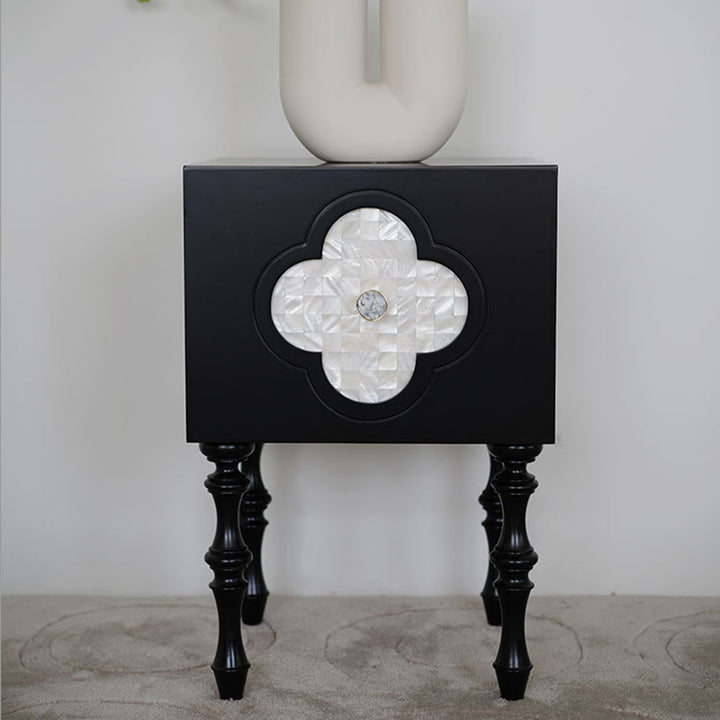 Contemporary Scandinavian Four Leaf Clover Ash Plywood Seashell Nightstand 1 - Cabinet For Bedroom