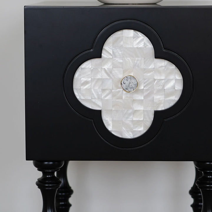 Contemporary Scandinavian Four Leaf Clover Ash Plywood Seashell Nightstand 1 - Cabinet For Bedroom